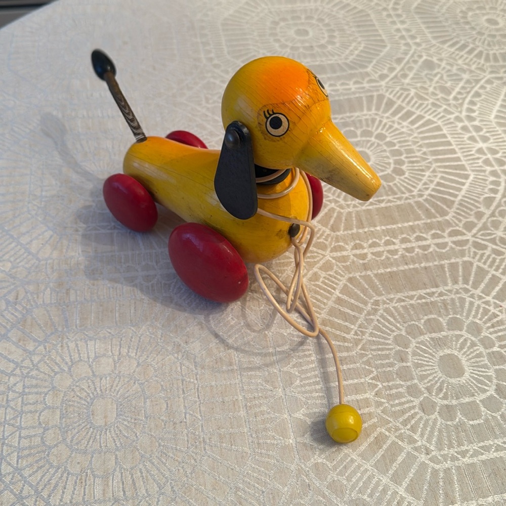 Vintage pull toy dog